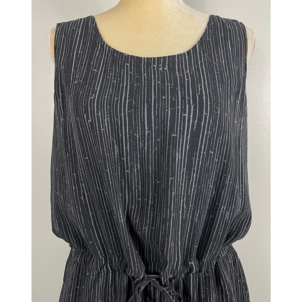 Eileen Fisher Shima Silk Dress Gray Print Medium Casual Minimalist Resort - Picture 3 of 10